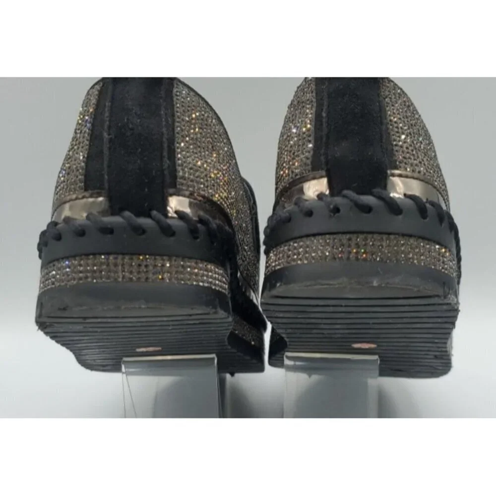 MUGUAN COMPANY 1997 Black Silver Jeweled Slip On Flats Size 250 = 8,5 US